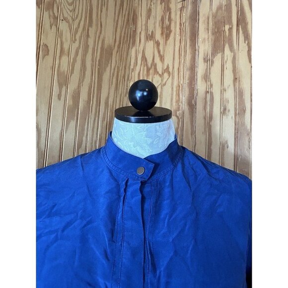 Vince Womens Dark Blue SILK Button Down Long Sleeve Blouse Size XS - Picture 4 of 11